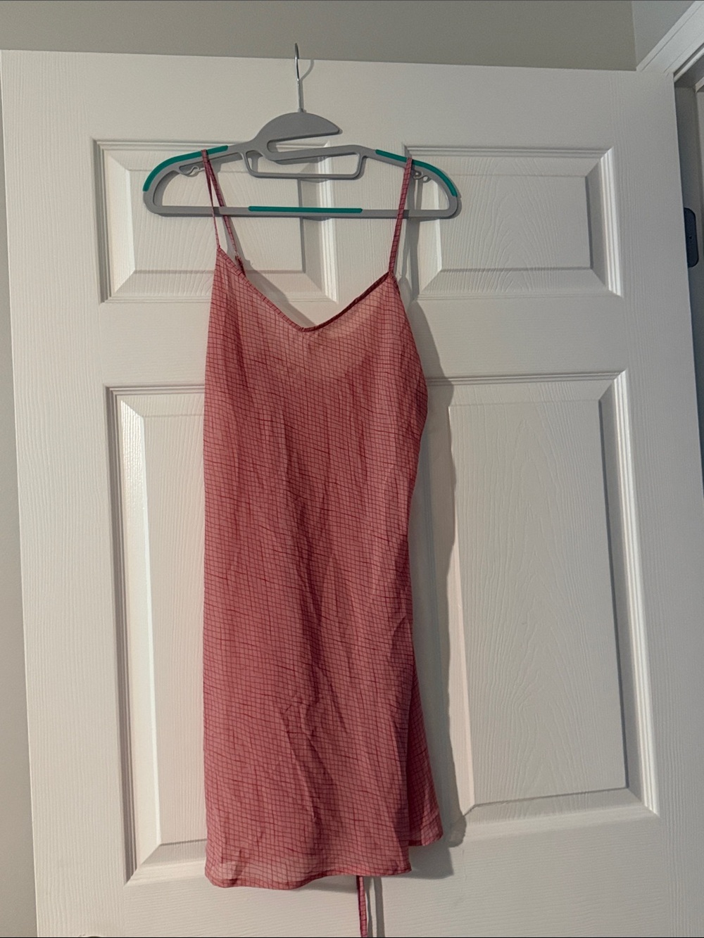 Pink Sleeveless Slip Dress with Subtle Check